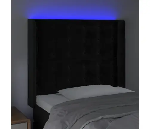 Gultas Galvgalis Ar Led, 103X16X118/128 Cm, Melns Samts Vidaxl