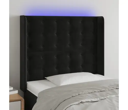 Gultas Galvgalis Ar Led, 103X16X118/128 Cm, Melns Samts Vidaxl