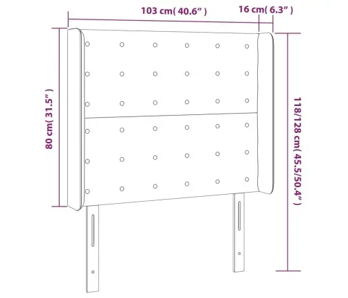 Led-Voodipeats, Tumeroheline, 103X16X118/128 cm Samet