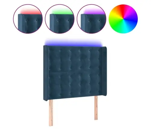 Gultas Galvgalis Ar Led, 103X16X118/128 Cm, Tumši Zils Samts Vidaxl