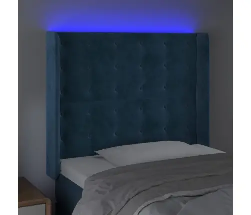 Gultas Galvgalis Ar Led, 103X16X118/128 Cm, Tumši Zils Samts Vidaxl