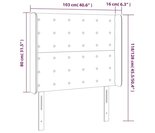 Gultas Galvgalis Ar Led, 103X16X118/128 Cm, Tumši Zils Samts Vidaxl