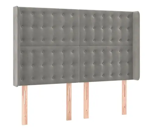 Gultas Galvgalis Ar Led, 147X16X118/128 Cm, Gaiši Pelēks Samts Vidaxl