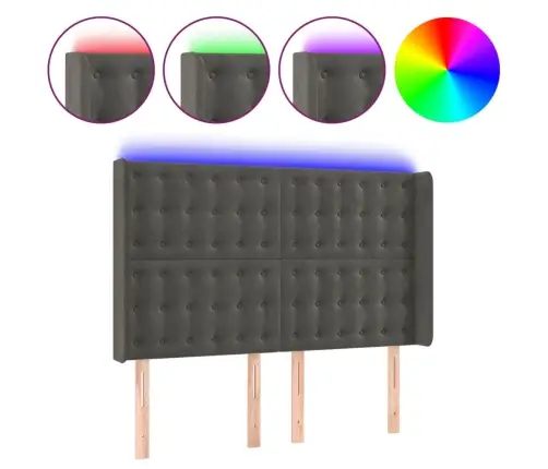 Led-Voodipeats, Tumehall, 147X16X118/128 cm Samet