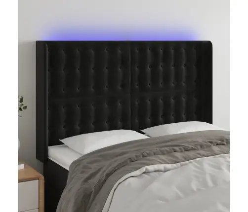 Galvūgalis Su Led, Juodos Spalvos, 147X16X118/128cm Aksomas