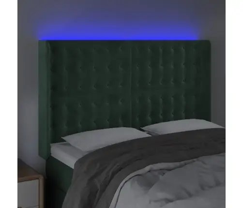 Gultas Galvgalis Ar Led, 147X16X118/128 Cm, Tumši Zaļš Samts Vidaxl