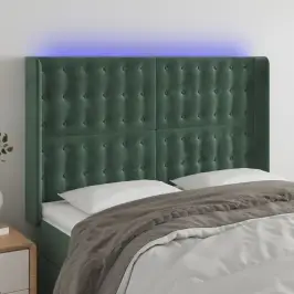 Gultas Galvgalis Ar Led, 147X16X118/128 Cm, Tumši Zaļš Samts Vidaxl
