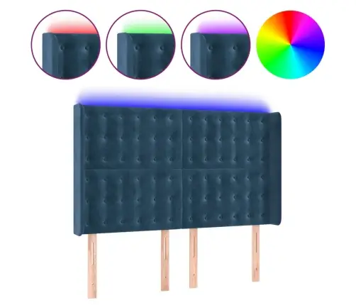 Galvūgalis Su Led, Tamsiai Mėlynas, 147X16X118/128cm Aksomas Galvūgalis Su Led, Tamsiai Mėlynas, 147X16X118/128cm Aksomas