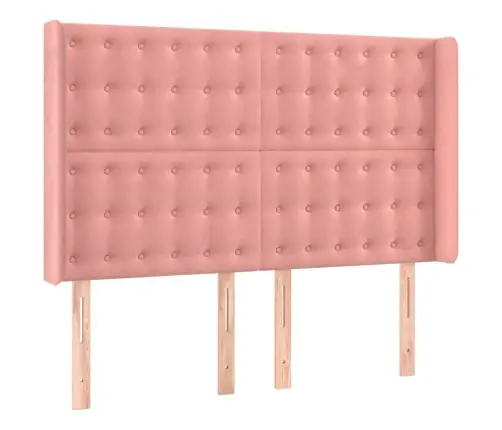 Gultas Galvgalis Ar Led, 147X16X118/128 Cm, Rozā Samts Vidaxl Gultas Galvgalis Ar Led, 147X16X118/128 Cm, Rozā Samts Vidaxl