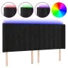 Led-Voodipeats, Must, 163X16X118/128 cm Samet