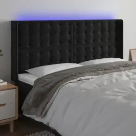 Led-Voodipeats, Must, 163X16X118/128 cm Samet