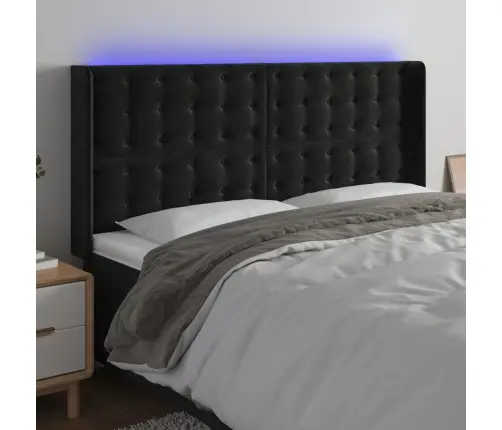 Led-Voodipeats, Must, 163X16X118/128 cm Samet