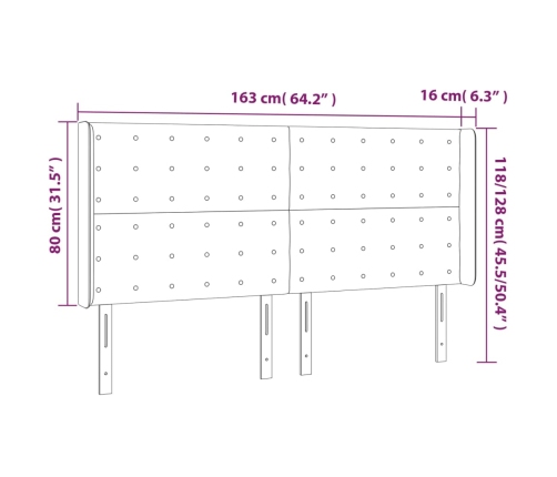 Gultas Galvgalis Ar Led, 163X16X118/128 Cm, Tumši Zaļš Samts Vidaxl
