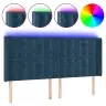 Led-Voodipeats, Tumesinine, 163X16X118/128 cm Samet