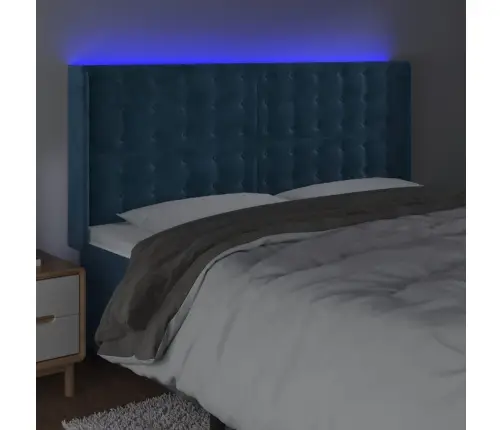 Led-Voodipeats, Tumesinine, 163X16X118/128 cm Samet