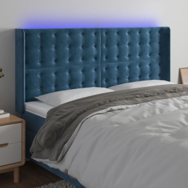 Gultas Galvgalis Ar Led, 163X16X118/128 Cm, Tumši Zils Samts Vidaxl