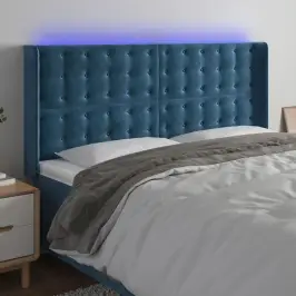 Led-Voodipeats, Tumesinine, 163X16X118/128 cm Samet