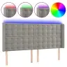 Gultas Galvgalis Ar Led, 183X16X118/128 Cm, Gaiši Pelēks Samts Vidaxl