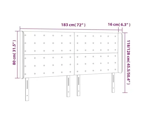 Gultas Galvgalis Ar Led, 183X16X118/128 Cm, Gaiši Pelēks Samts Vidaxl