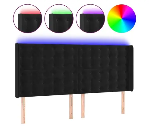 Gultas Galvgalis Ar Led, 183X16X118/128 Cm, Melns Samts Vidaxl