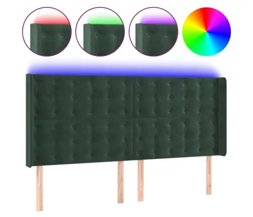 Gultas Galvgalis Ar Led, 183X16X118/128 Cm, Tumši Zaļš Samts Vidaxl Gultas Galvgalis Ar Led, 183X16X118/128 Cm, Tumši Zaļš Samts Vidaxl