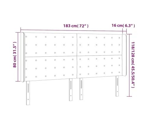 Gultas Galvgalis Ar Led, 183X16X118/128 Cm, Tumši Zaļš Samts Vidaxl
