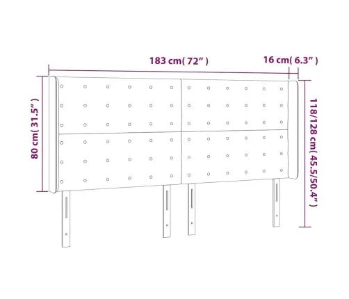 Gultas Galvgalis Ar Led, 183X16X118/128 Cm, Tumši Zils Samts Vidaxl