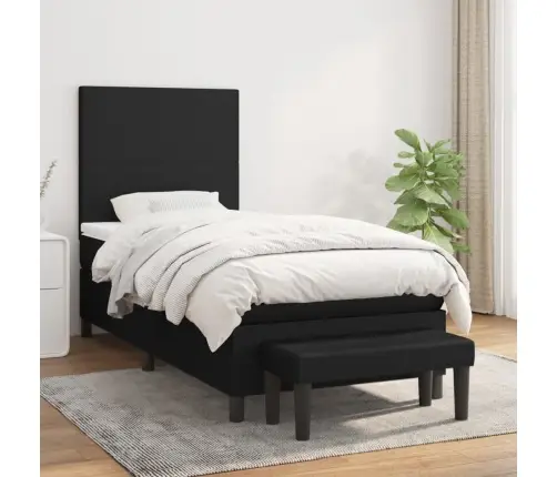 Lova Su Spyruoklėmis Ir Čiužiniu, Juoda, 80X200cm Audinys