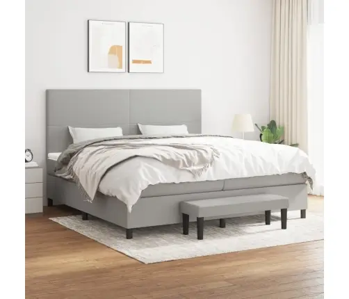 Lova Su Spyruoklėmis Ir Čiužiniu, Pilka, 200X200cm Audinys