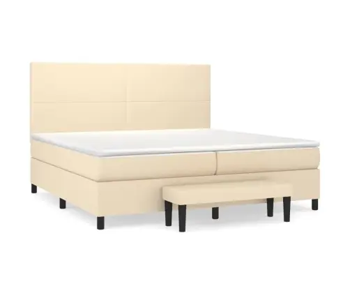 Atsperu Gultas Rāmis Ar Matraci, Krēmkrāsas Audums, 200X200 Cm Vidaxl
