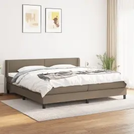 Lova Su Spyruoklėmis Ir Čiužiniu, Taupe, 200X200 cm Audinys Lova Su Spyruoklėmis Ir Čiužiniu, Taupe, 200X200 cm Audinys