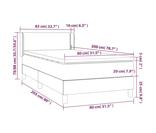 Lova Su Spyruoklėmis Ir Čiužiniu, Tamsiai Pilka, 80X200 Cm