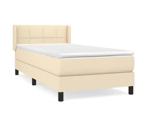 Atsperu Gultas Rāmis Ar Matraci, Krēmkrāsas, 80X200 Cm, Audums Vidaxl