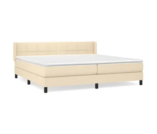 Atsperu Gultas Rāmis Ar Matraci, Krēmkrāsas Audums, 200X200 Cm Vidaxl