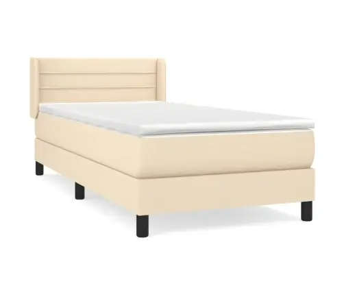 Lova Su Spyruoklėmis Ir Čiužiniu, Kreminė, 90X200 cm Audinys