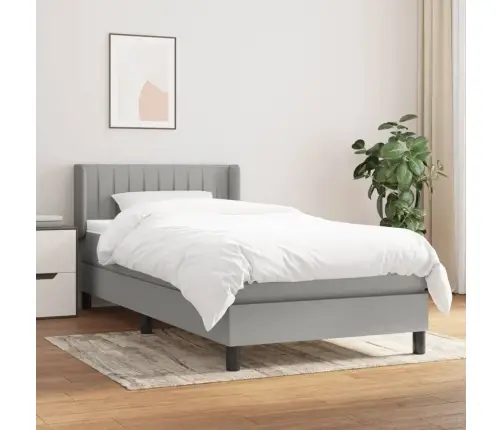 Lova Su Spyruoklėmis Ir Čiužiniu, Pilka, 90X200 cm Audinys