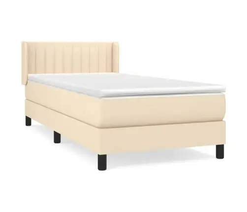 Lova Su Spyruoklėmis Ir Čiužiniu, Kreminė, 90X200 cm Audinys