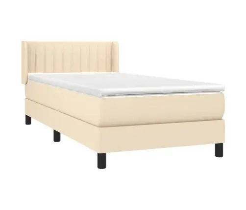 Lova Su Spyruoklėmis Ir Čiužiniu, Kreminė, 100X200cm Audinys