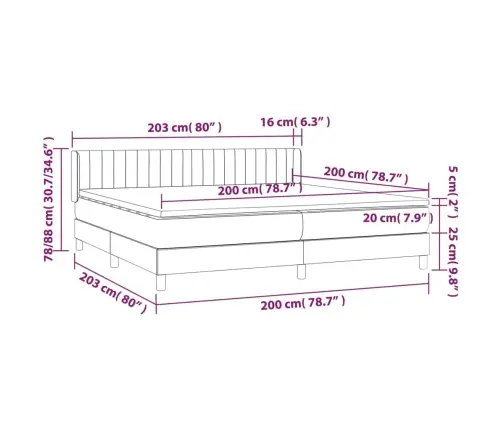 Atsperu Gulta Ar Matraci, Gaiši Pelēka Audums, 200X200Cm Vidaxl