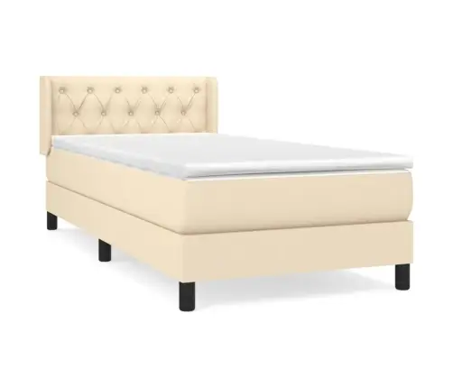 Atsperu Gultas Rāmis Ar Matraci, Krēmkrāsas, 80X200 Cm, Audums Vidaxl