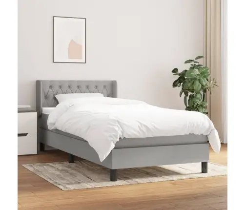 Atsperu Gultas Rāmis Ar Matraci, Gaiši Pelēka Audums, 100X200Cm Vidaxl