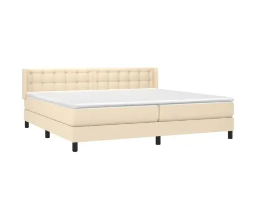 Lova Su Spyruoklėmis Ir Čiužiniu, Kreminė, 200X200 cm Audinys