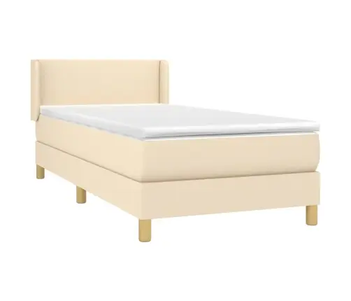 Lova Su Spyruoklėmis Ir Čiužiniu, Kreminė, 80X200cm Audinys