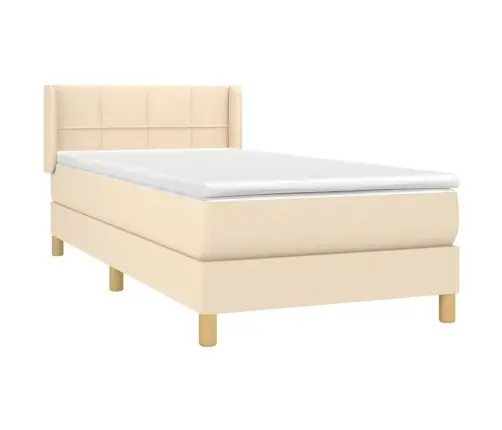 Atsperu Gulta Ar Matraci, Krēmkrāsas, 90X190 Cm, Audums Vidaxl