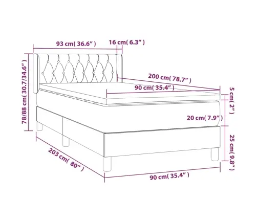 Kontinentaalvoodi Madratsiga, Pruunikashall, 90X200 cm Kangas