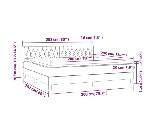 Kontinentaalvoodi Madratsiga, Tumepruun, 200X200 cm Kangas