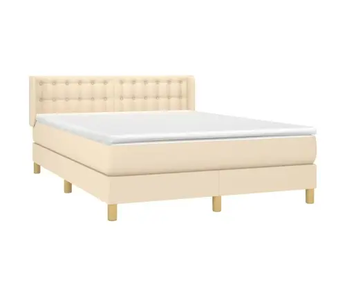 Atsperu Gulta Ar Matraci, Krēmkrāsas Audums, 140X190 Cm Vidaxl