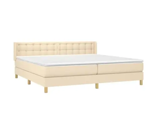 Atsperu Gultas Rāmis Ar Matraci, Krēmkrāsas Audums, 200X200 Cm Vidaxl