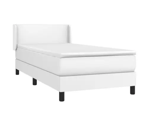 Atsperu Gulta Ar Matraci, Balta, 90X200 Cm, Mākslīgā Āda Vidaxl