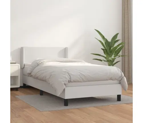 Kontinentaalvoodi Madratsiga, Valge, 100X200 cm Kunstnahk